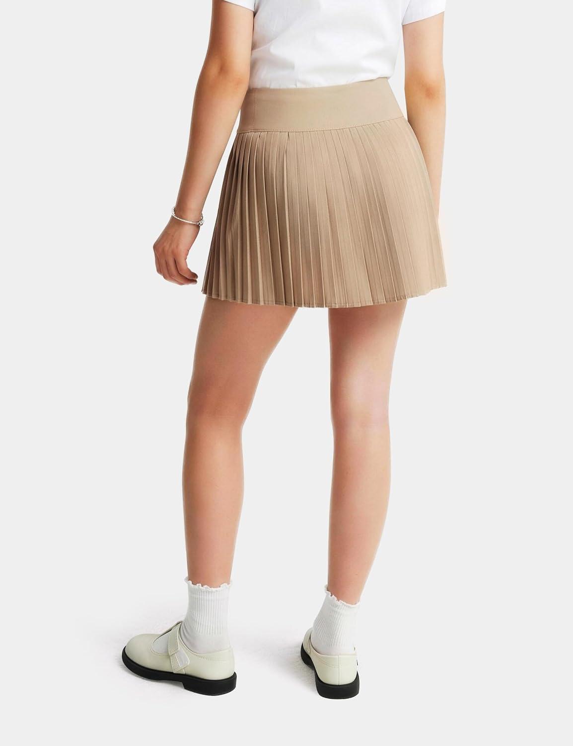 image:imageFitsT4 Sports Girls Uniform Skirts Pleated Tennis Golf Skorts with Shorts amp Pockets Kids School Athletic SkortsKhaki