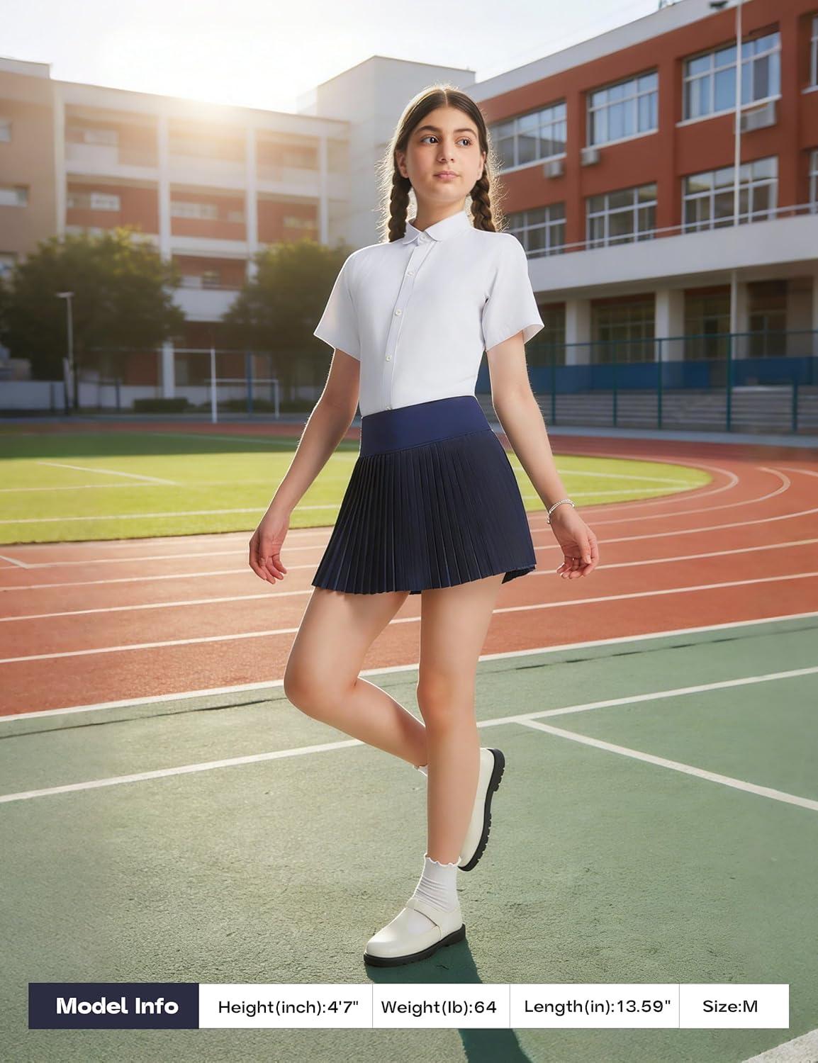 image:imageFitsT4 Sports Girls Uniform Skirts Pleated Tennis Golf Skorts with Shorts amp Pockets Kids School Athletic SkortsNavy