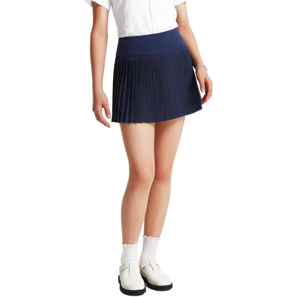 image:imageFitsT4 Sports Girls Uniform Skirts Pleated Tennis Golf Skorts with Shorts amp Pockets Kids School Athletic SkortsNavy