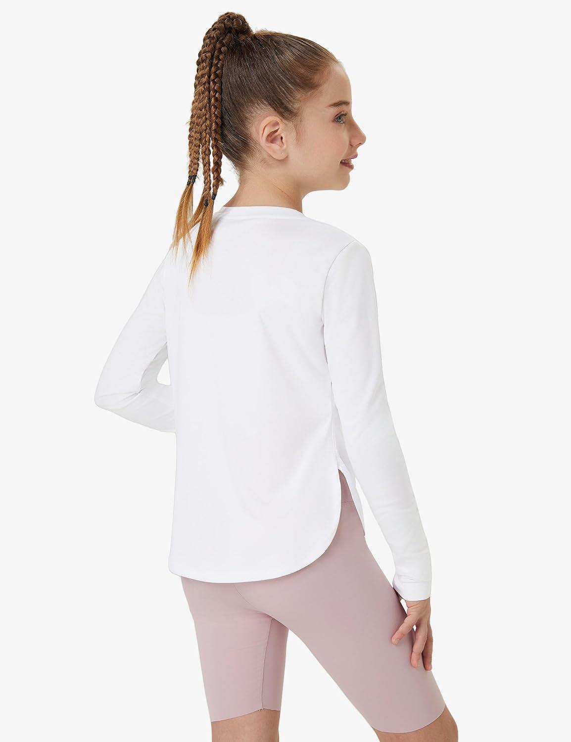 image:imageFitsT4 Sports Girls Sun Shirts Long Sleeve Rash Guard UPF 50 UV Protection Swim TopsWhite
