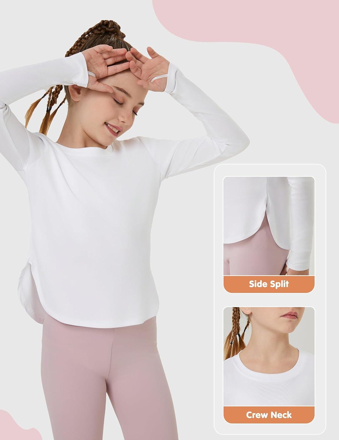 image:imageFitsT4 Sports Girls Sun Shirts Long Sleeve Rash Guard UPF 50 UV Protection Swim TopsWhite
