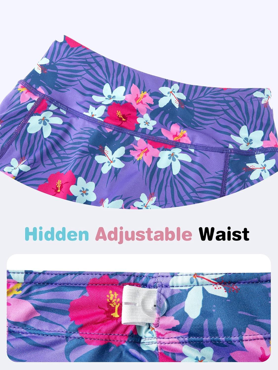 image:imageFitsT4 Sports Girls Tennis Skirt with Shorts Golf Skort Adjustable Waist UPF50 Athletic Skirts for Outdoor SportsFlowers