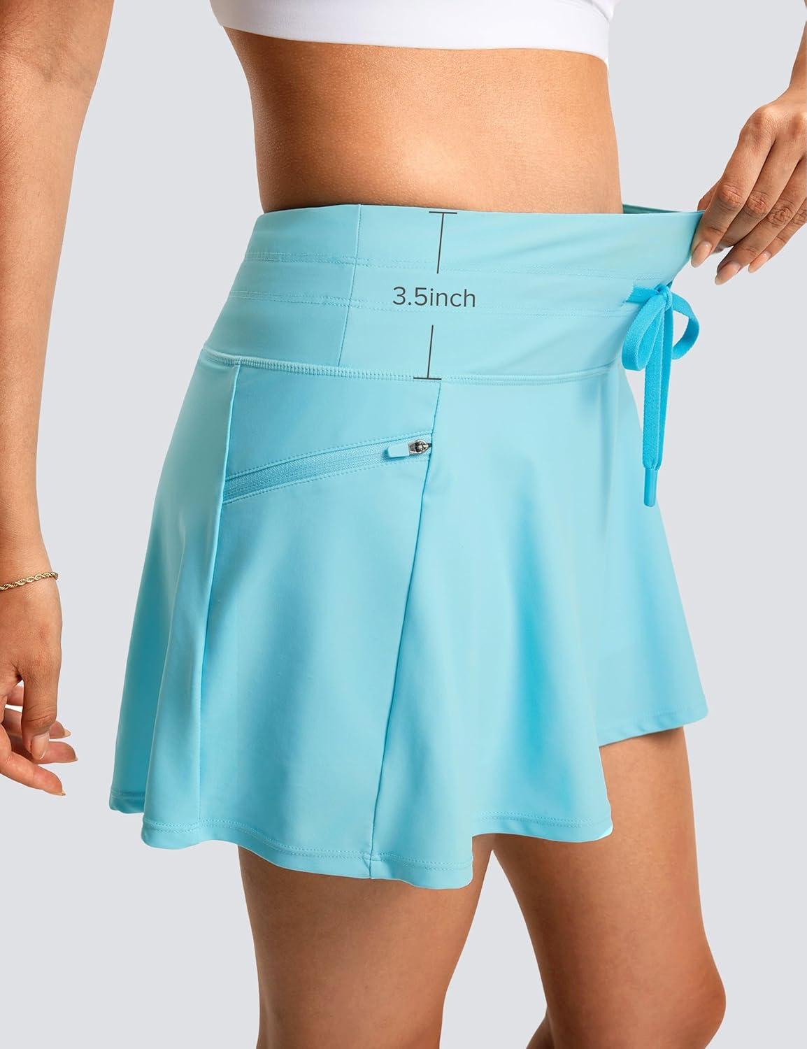 image:imageFitsT4 Sports Womens 15 Swim Skirts Skort with Shorts 4 Pockets High Waisted Bathing Suit Swimwear Swimsuit BottomsBlue