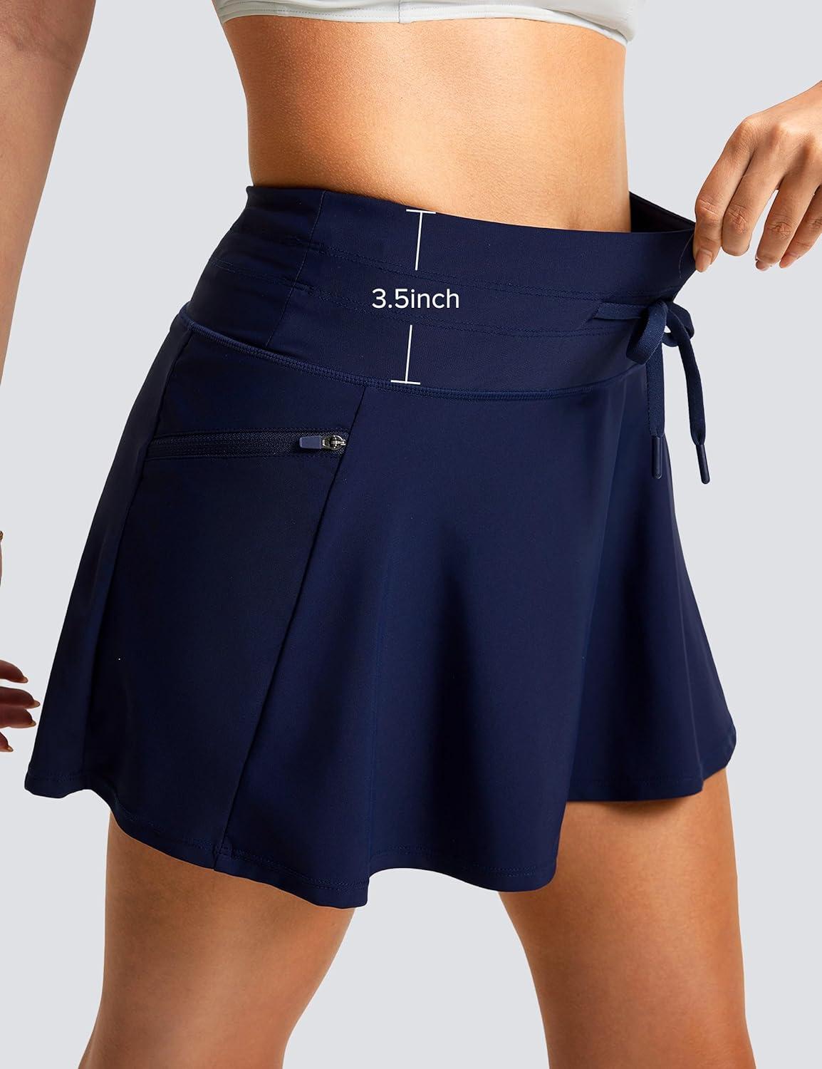 image:imageFitsT4 Sports Womens 15 Swim Skirts Skort with Shorts 4 Pockets High Waisted Bathing Suit Swimwear Swimsuit BottomsNavy