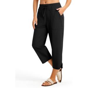 FitsT4 Sports Women’s Swim Capris 21″ UPF 50+ Beach Pants Quick Dry Modest Swimsuits Bathing Suit Bottoms with Zip Pockets(Black)