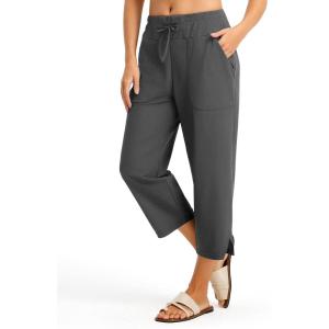 FitsT4 Sports Women’s Swim Capris 21″ UPF 50+ Beach Pants Quick Dry Modest Swimsuits Bathing Suit Bottoms with Zip Pockets(Darkgray)