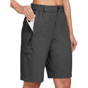 FitsT4 Sports Women’s Lightweight Hiking Shorts Quick Dry Cargo Shorts Sun Protection Water Resistant with Multi Pockets(Black)