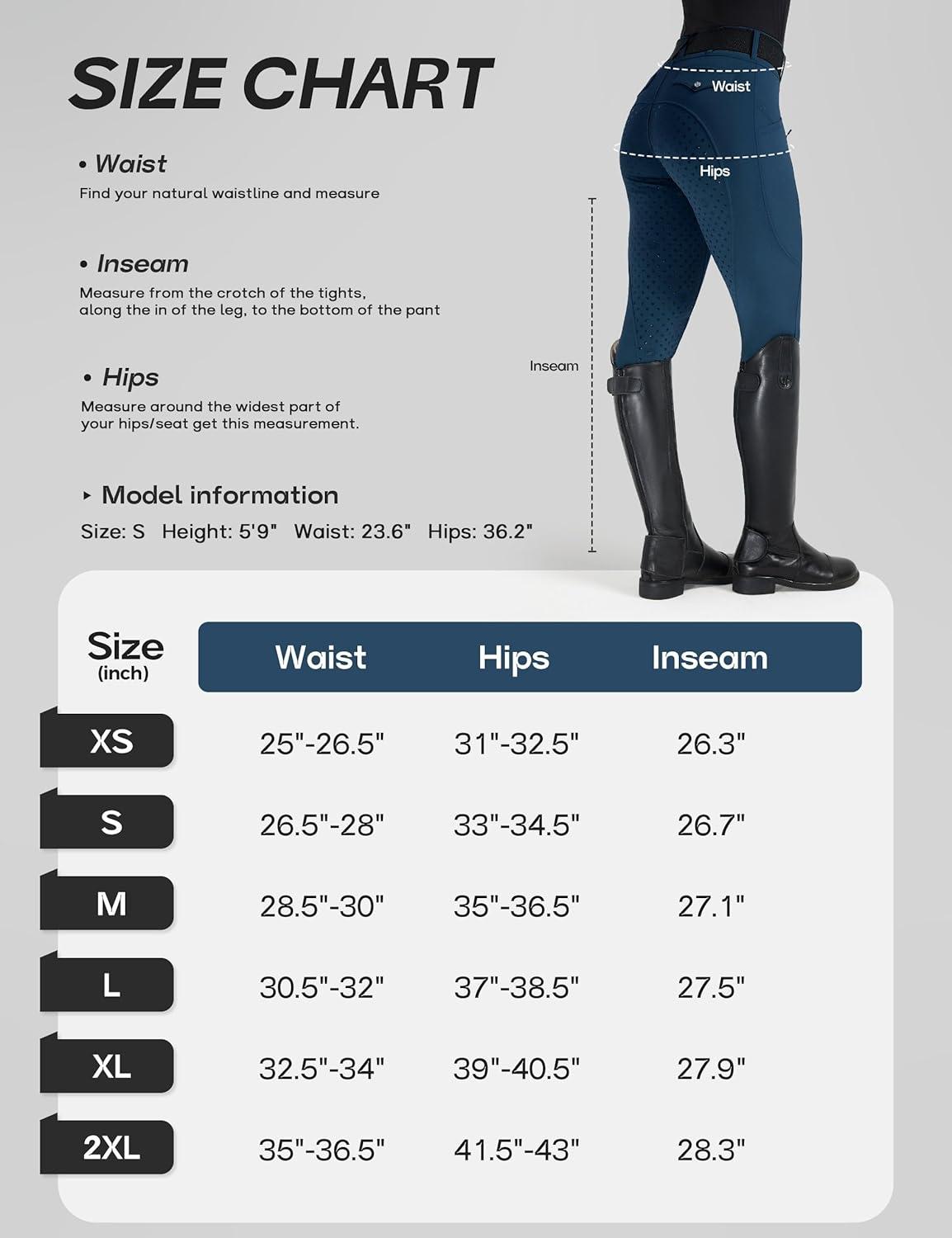 image:imageFitsT4 Sports Womens Horse Riding Pants Full Seat Equestrian Breeches High Waist Horseback Riding Tights with PocketsBlue