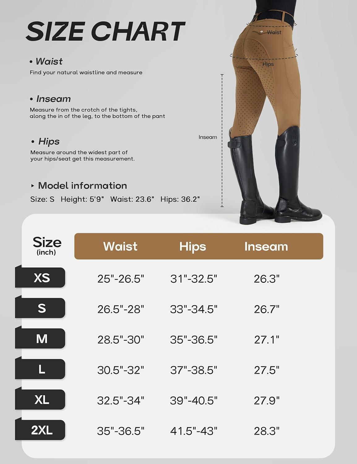 image:imageFitsT4 Sports Womens Horse Riding Pants Full Seat Equestrian Breeches High Waist Horseback Riding Tights with PocketsBrown