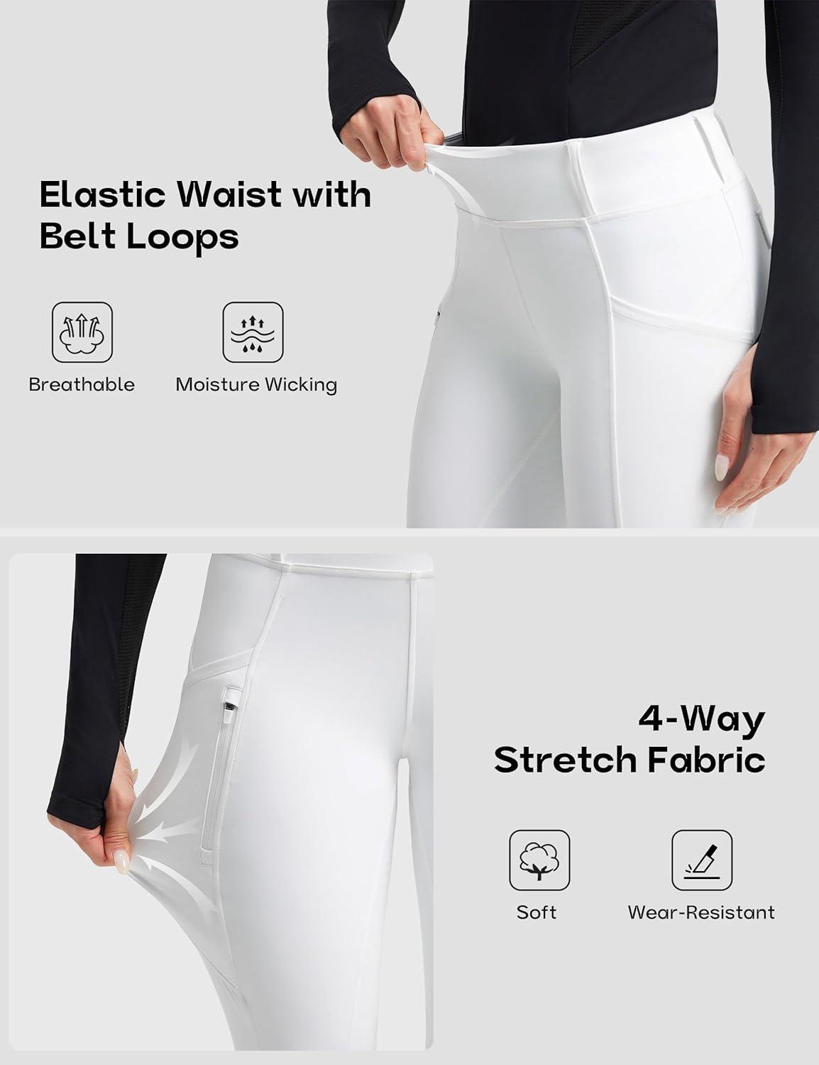 image:imageFitsT4 Sports Womens Horse Riding Pants Full Seat Equestrian Breeches High Waist Horseback Riding Tights with PocketsWhite
