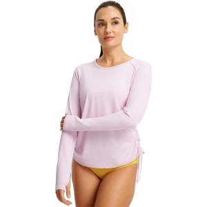 FitsT4 Sports Women’s Rash Guard Shirts UPF 50+ Long Sleeve Swim Shirt UV Sun Protection Swimsuits Bathing Suit Top(Pink)