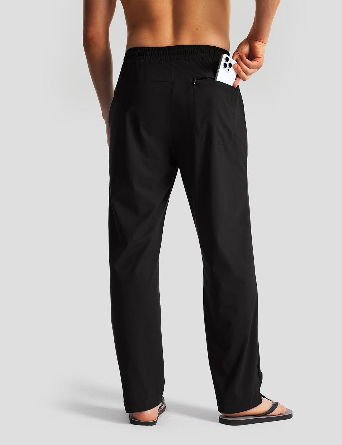 image:imageFitsT4 Sports Mens Beach Pants Swim Pants Loose Fit Quick Dry UPF 50 with Pockets Drawstring Waist for Yacht Daily WearBlack