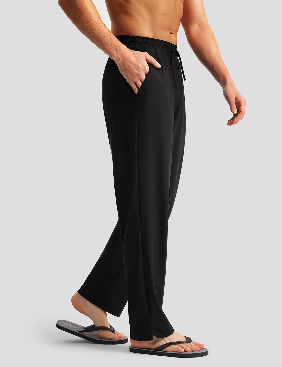 image:imageFitsT4 Sports Mens Beach Pants Swim Pants Loose Fit Quick Dry UPF 50 with Pockets Drawstring Waist for Yacht Daily WearBlack