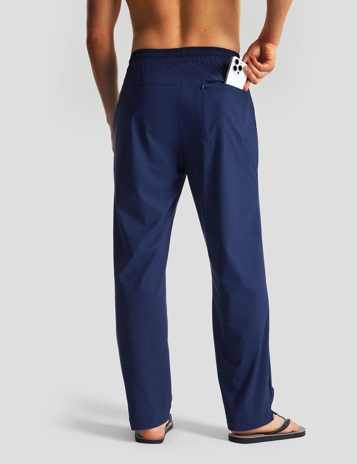 image:imageFitsT4 Sports Mens Beach Pants Swim Pants Loose Fit Quick Dry UPF 50 with Pockets Drawstring Waist for Yacht Daily WearNavy