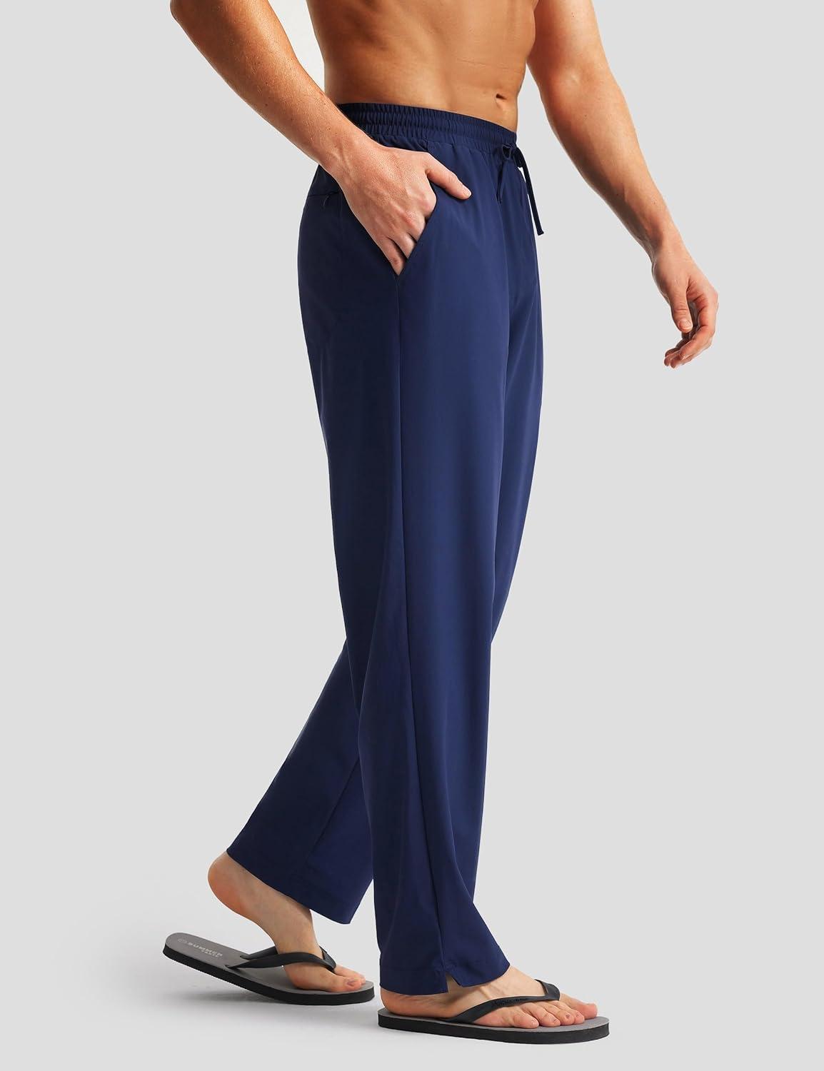 image:imageFitsT4 Sports Mens Beach Pants Swim Pants Loose Fit Quick Dry UPF 50 with Pockets Drawstring Waist for Yacht Daily WearNavy