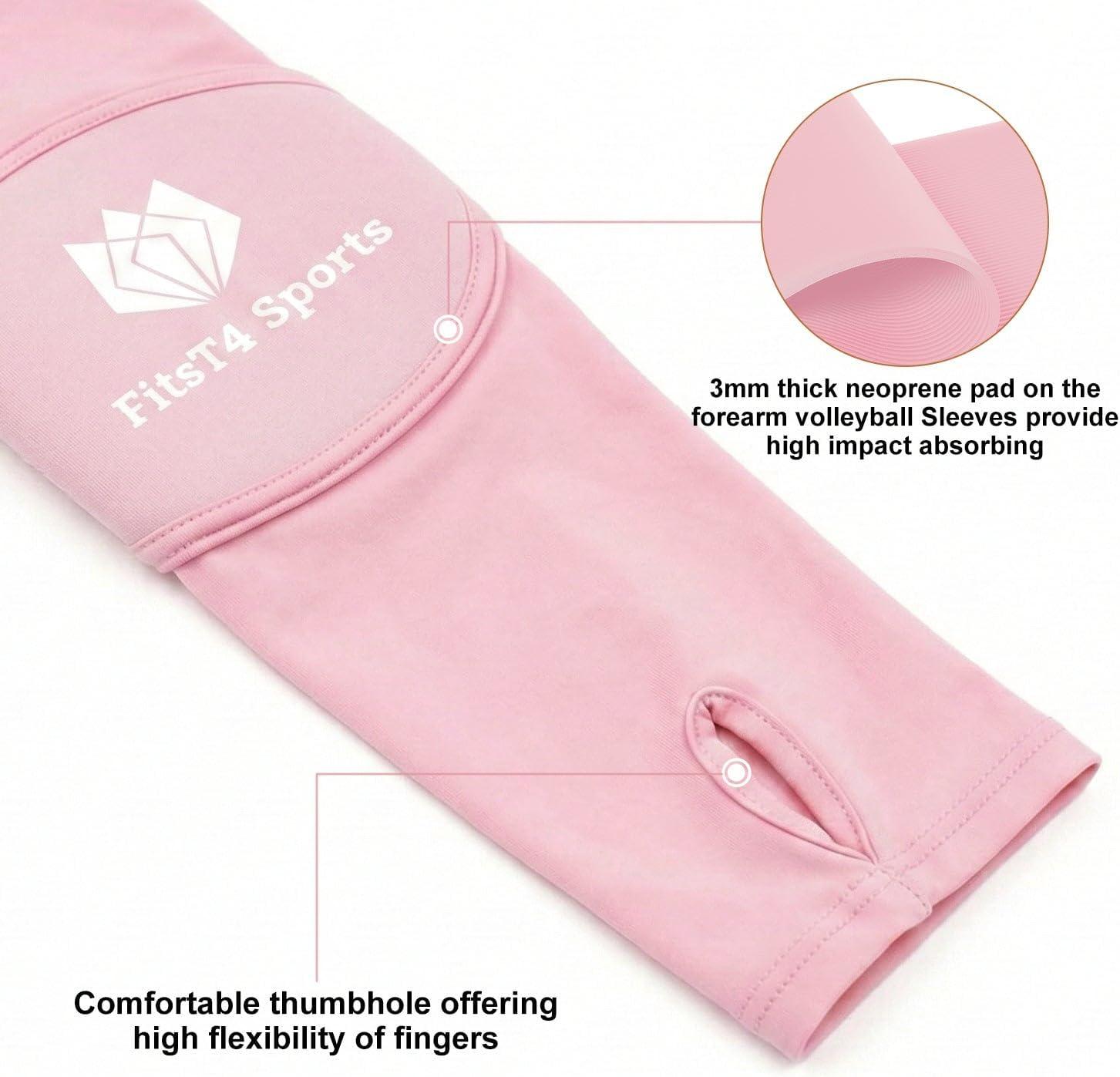 image:imageFitsT4 Sports Volleyball Arm Sleeves for Girls Passing Forearm Sleeves with Protection Pads and Thumbhole for YouthPink