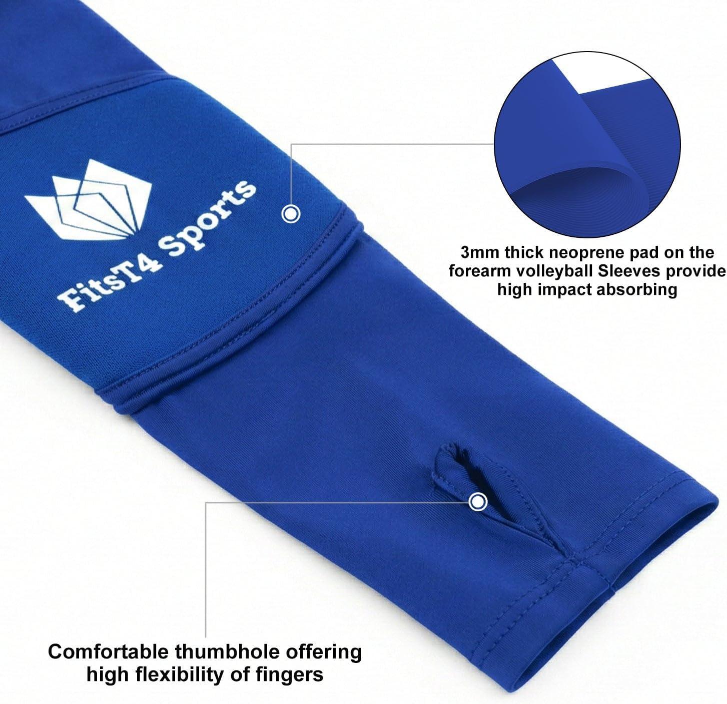 image:imageFitsT4 Sports Volleyball Arm Sleeves for Girls Passing Forearm Sleeves with Protection Pads and Thumbhole for YouthRoyal Blue