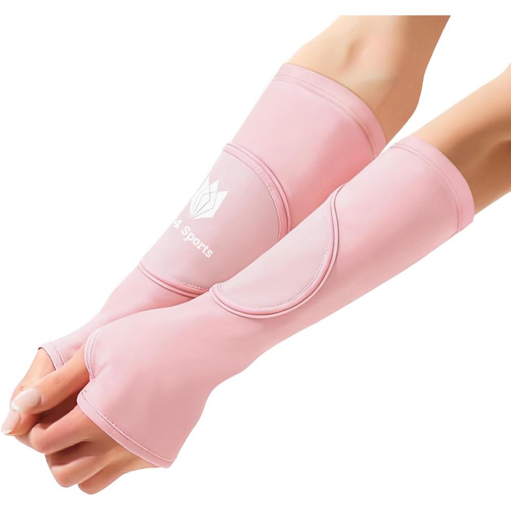 image:imageFitsT4 Sports Volleyball Arm Sleeves for Girls Passing Forearm Sleeves with Protection Pads and Thumbhole for YouthPink