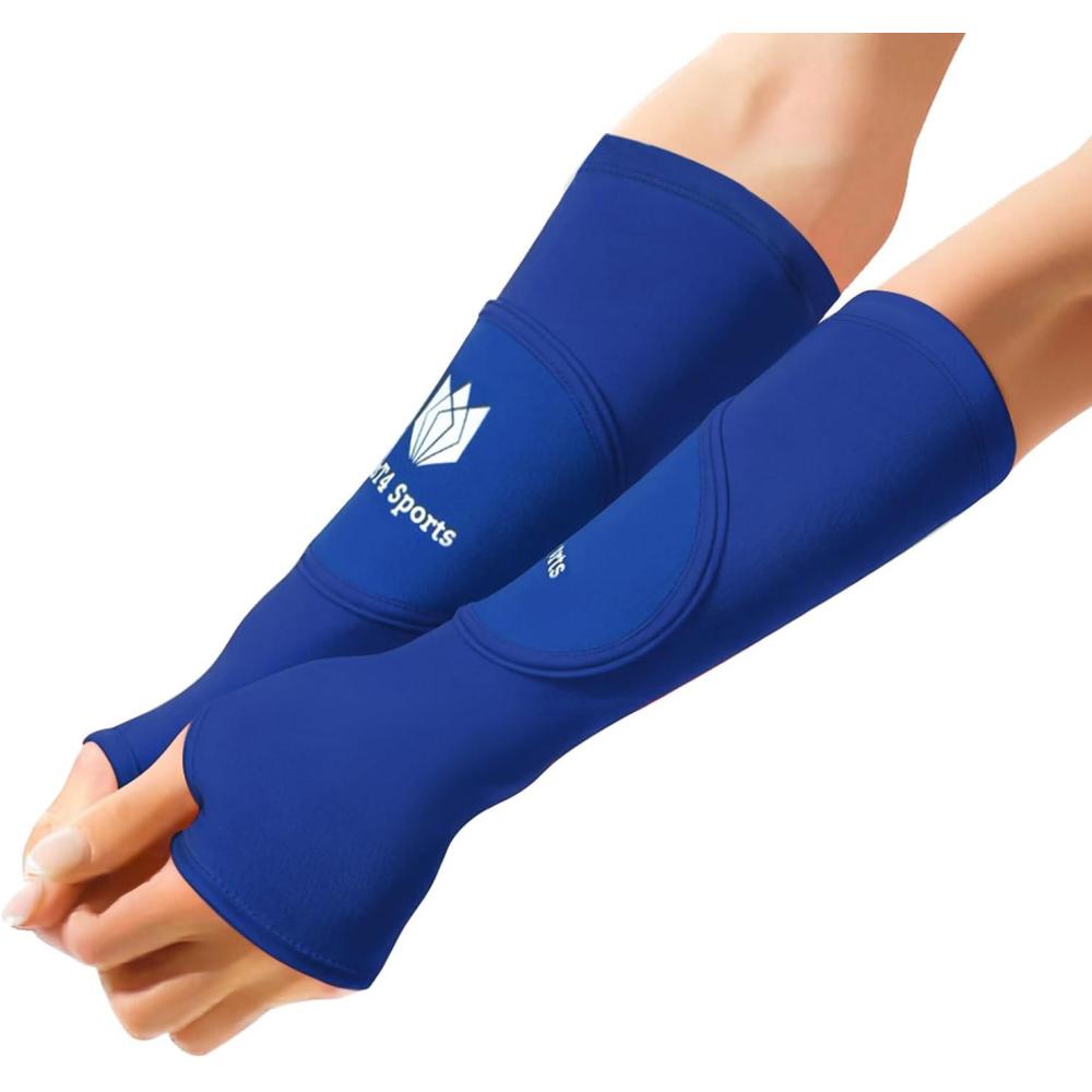 image:imageFitsT4 Sports Volleyball Arm Sleeves for Girls Passing Forearm Sleeves with Protection Pads and Thumbhole for YouthRoyal Blue