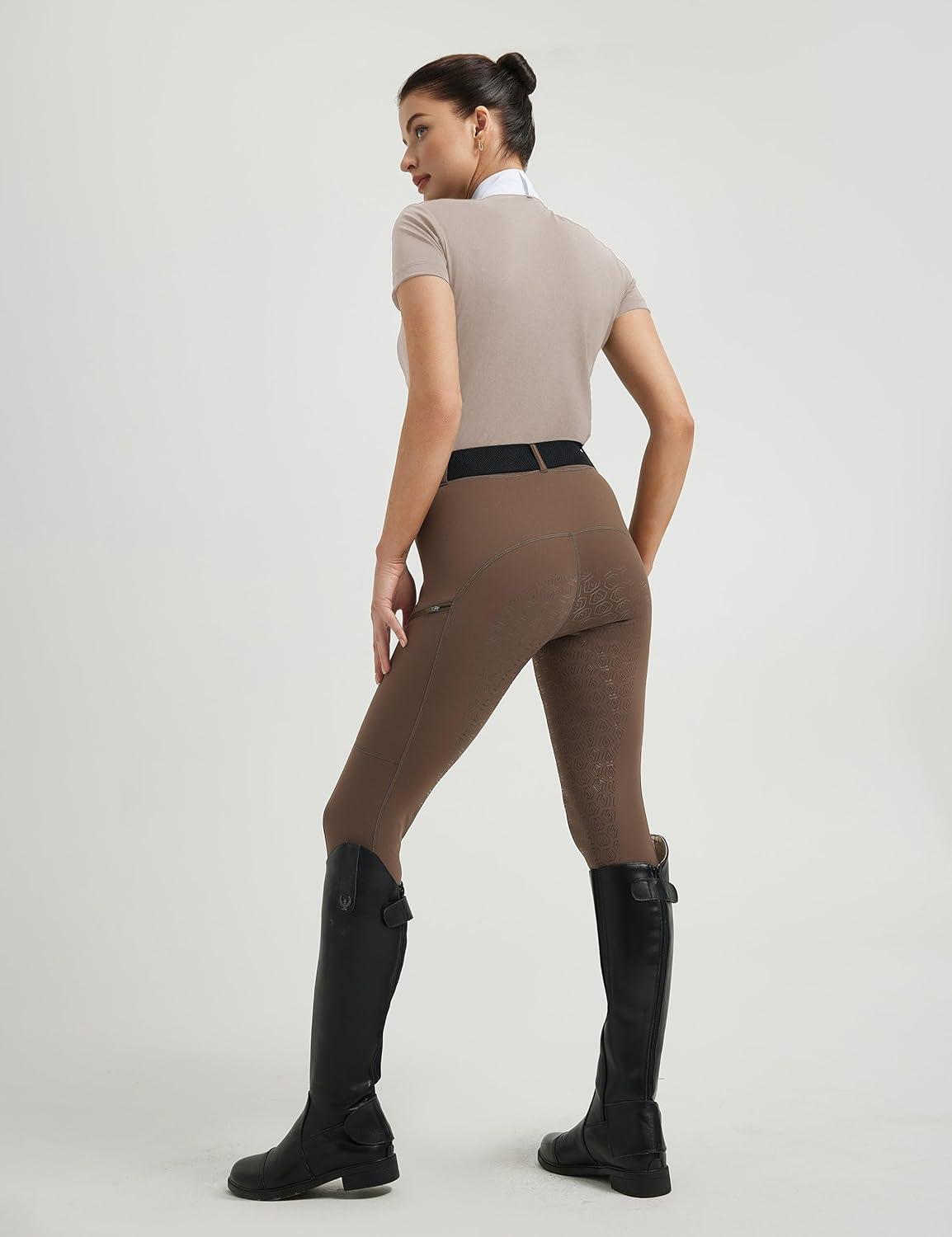 image:imageFitsT4 Sports Womens Short Sleeve Equestrian Show Shirts UPF50 Horse Riding Performance Shirt Rider TopCamel