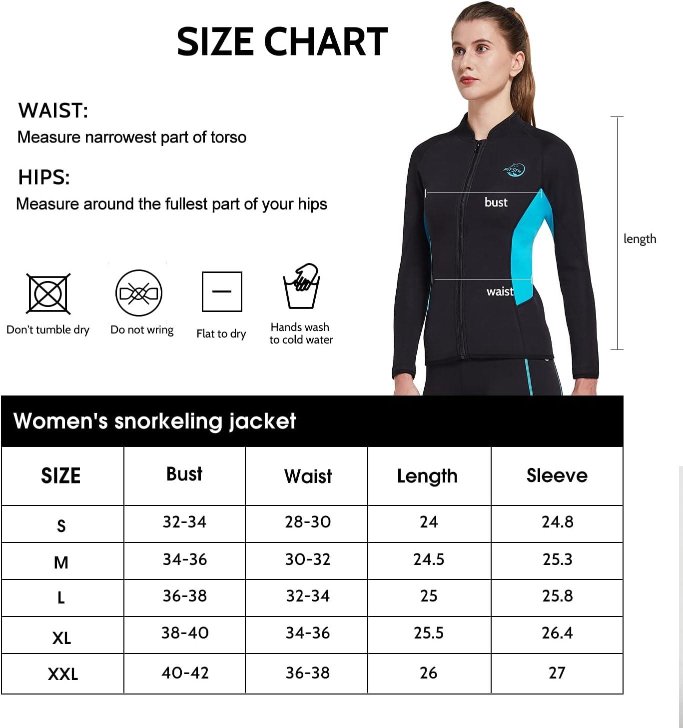 image:imageFitsT4 Womens Wetsuit Top 2mm Long Sleeve Neoprene Wetsuit Jacket with Front Zipper for Swimming Diving Surfing Boating Kayaking Snorkeling
