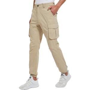 FitsT4 Men’s Hiking Cargo Pants Slim Fit Zipper Pockets Lightweight Quick Dry Outdoor Joggers Golf Casual Pants