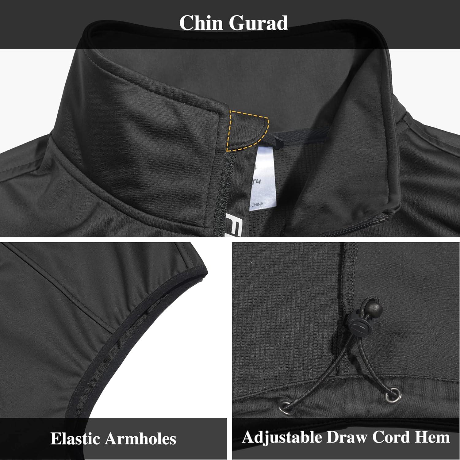 image:imageFitsT4 Mens Golf Vest 7 Pockets Lightweight Reflective Softshell Vest Windproof Jacket