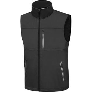 FitsT4 Men’s Golf Vest 7 Pockets Lightweight Reflective Softshell Vest Windproof Jacket