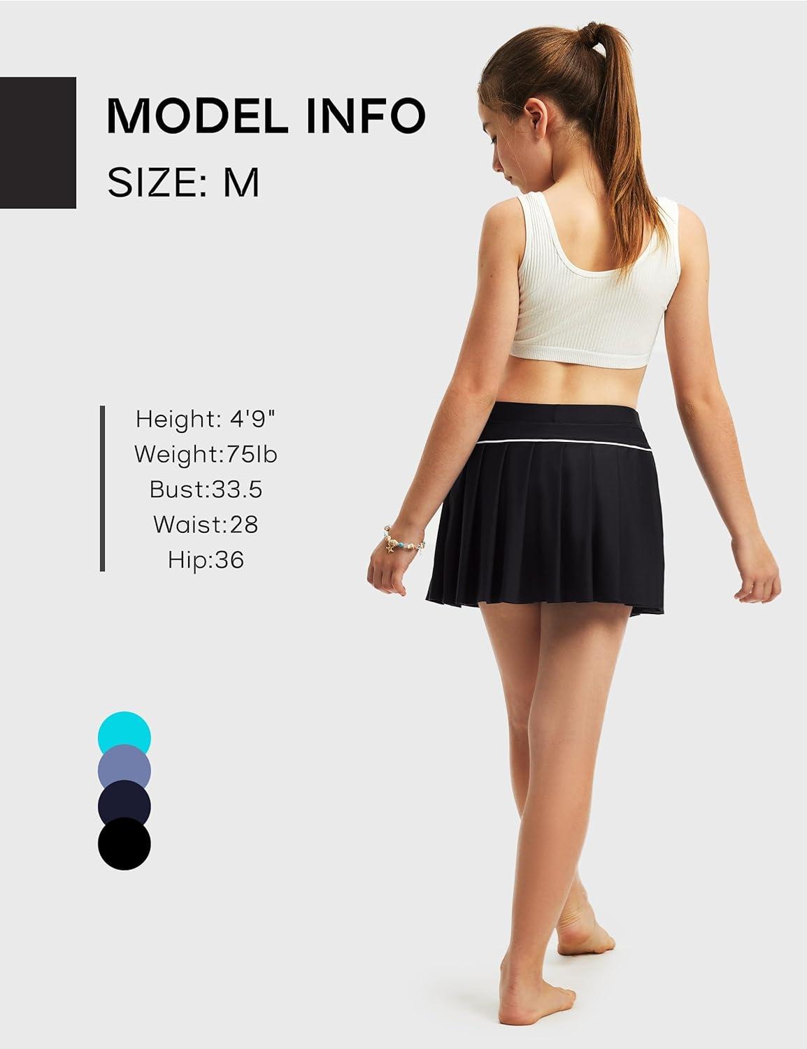 image:imageFitsT4 Sports Girls Swim Skirts with Pocket amp Shorts UPF 50 Swimming Bottom Kids Bathing Skort for Surfing Beach VolleyballBlack