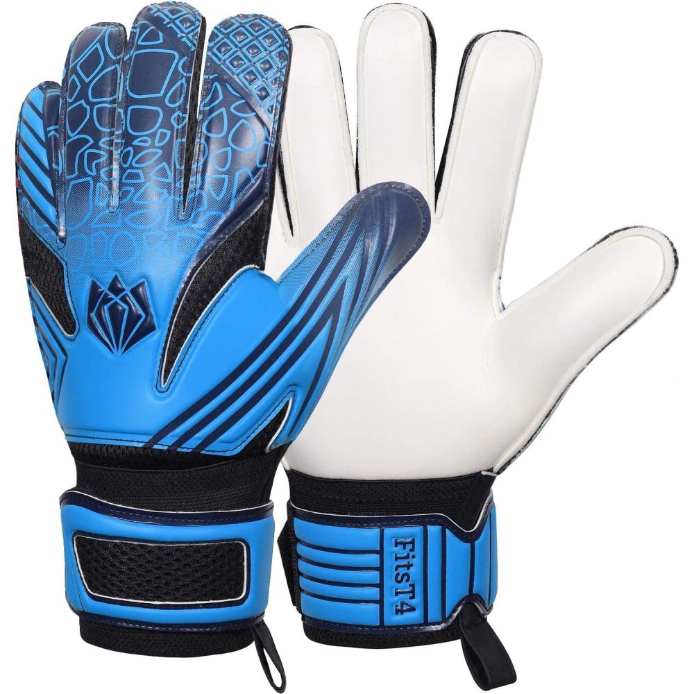 image:imageFitsT4 Goalie Goalkeeper Gloves for Youth Strong Grip Football Soccer Gloves with Double Wrist Protection and AntiSlip Wear Resistant Best Protection to Prevent Injuries