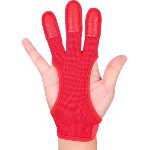 FitsT4 Archery Gloves Leather Padded Three Finger Protector Bow Shooting Hunting Non Slip Glove for Kids Youth Adult Beginner