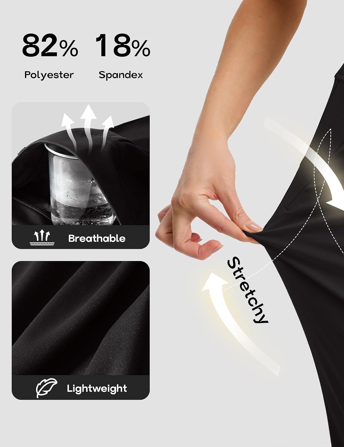 image:imageFitsT4 Sports Women 18 Golf Capris High Waist Stretch Hiking Capri Pants with Pockets Work CasualBlack