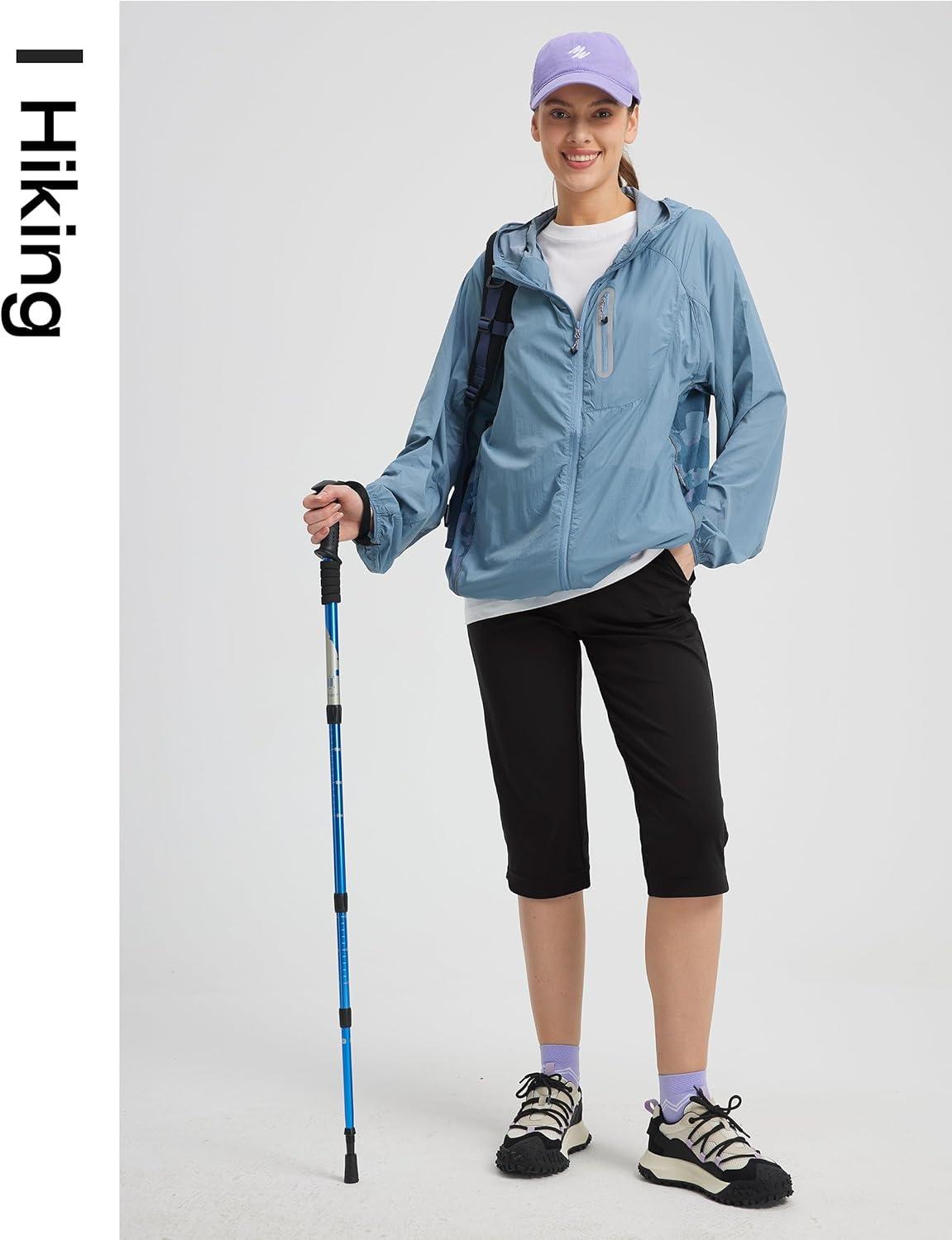 image:imageFitsT4 Sports Women 18 Golf Capris High Waist Stretch Hiking Capri Pants with Pockets Work CasualBlack