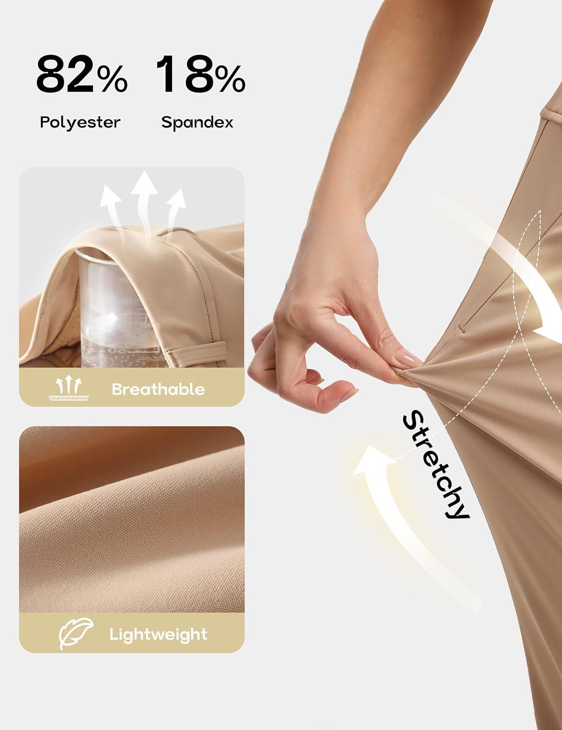 image:imageFitsT4 Sports Women 18 Golf Capris High Waist Stretch Hiking Capri Pants with Pockets Work CasualKhaki