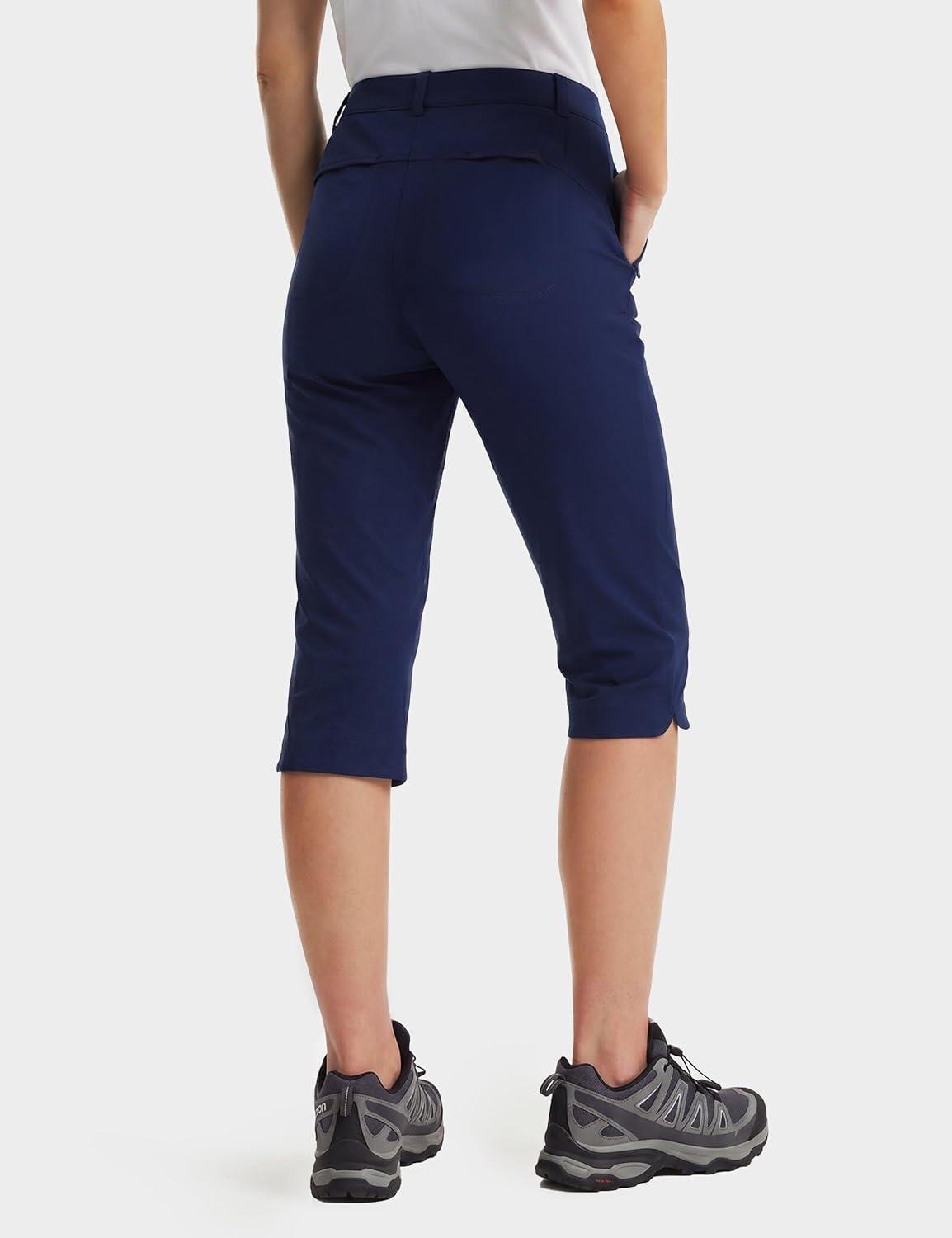 image:imageFitsT4 Sports Women 18 Golf Capris High Waist Stretch Hiking Capri Pants with Pockets Work CasualNavy
