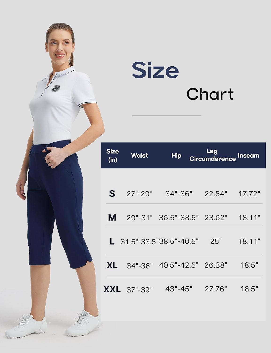 image:imageFitsT4 Sports Women 18 Golf Capris High Waist Stretch Hiking Capri Pants with Pockets Work CasualNavy