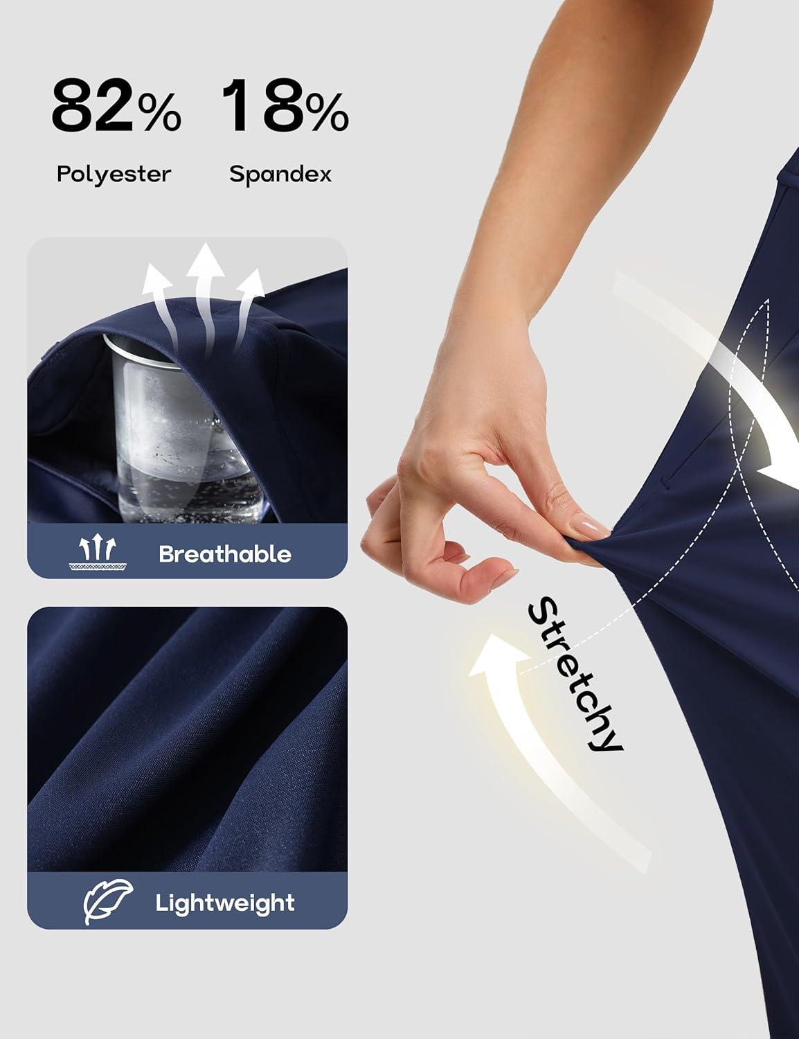 image:imageFitsT4 Sports Women 18 Golf Capris High Waist Stretch Hiking Capri Pants with Pockets Work CasualNavy