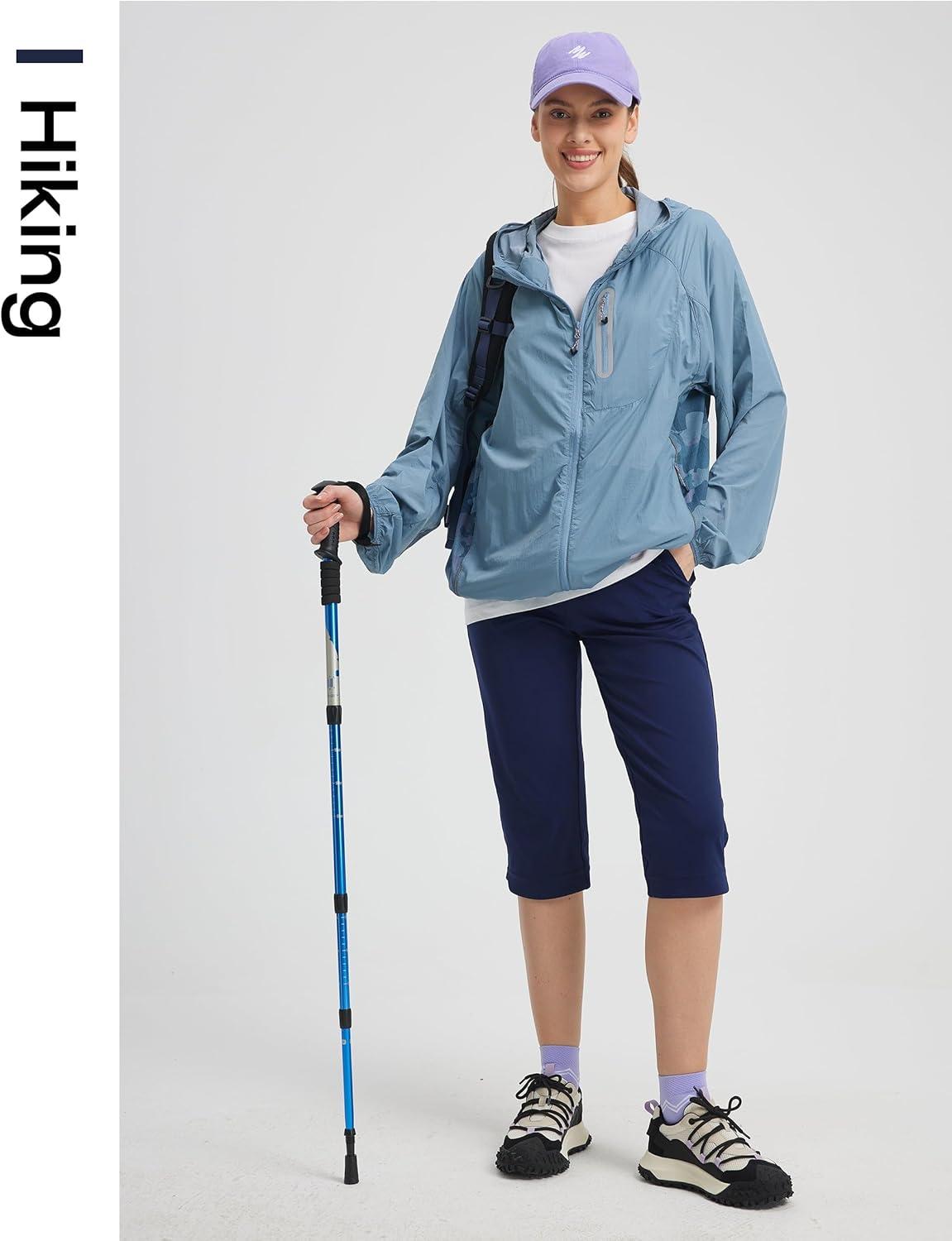 image:imageFitsT4 Sports Women 18 Golf Capris High Waist Stretch Hiking Capri Pants with Pockets Work CasualNavy