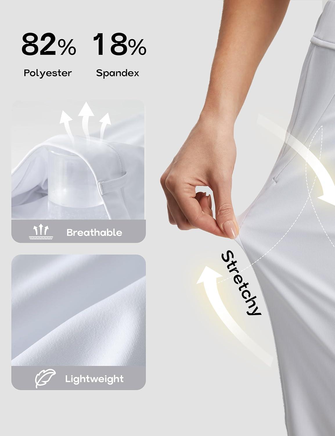 image:imageFitsT4 Sports Women 18 Golf Capris High Waist Stretch Hiking Capri Pants with Pockets Work CasualWhite